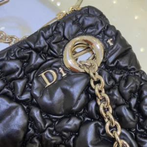 Dior Women Small Dior Crunchy Bag Black Puffy Macrocannage Calfskin M1416OUYA
