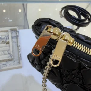 Dior Women Small Dior Crunchy Bag Black Puffy Macrocannage Calfskin M1416OUYA