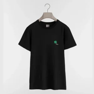 Dior Women T-Shirt with Dior Clover Embroidery, Regular Fit Black Cotton Jersey