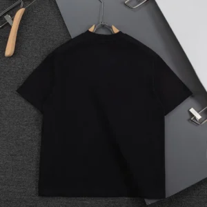 Dior Women T-Shirt with Dior Clover Embroidery Regular Fit Black Cotton Jersey