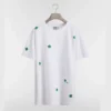 T-Shirt with Dior Clover Embroidery Relaxed Fit White Cotton Jersey