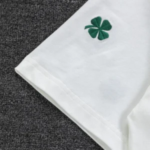 Dior Men T-Shirt with Dior Clover Embroidery Relaxed Fit White Cotton Jersey