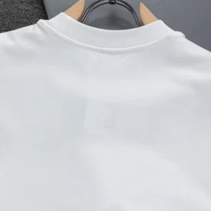 Dior Men T-Shirt with Dior Clover Embroidery Relaxed Fit White Cotton Jersey