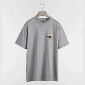 Dior Men T-Shirt with Horse Embroidery Relaxed Fit Gray Cotton Jersey 683J624A0677