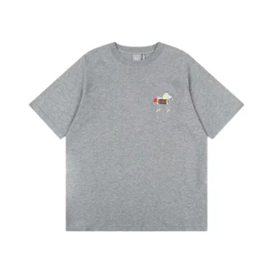 Dior Men T-Shirt with Horse Embroidery Relaxed Fit Gray Cotton Jersey 683J624A0677