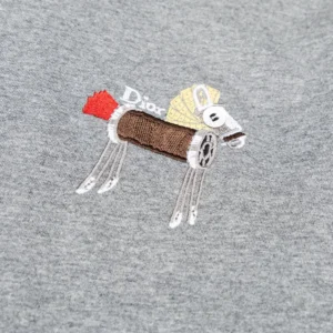 Dior Men T-Shirt with Horse Embroidery Relaxed Fit Gray Cotton Jersey 683J624A0677