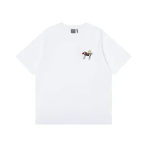 Dior Women T-Shirt with Horse Embroidery Relaxed Fit White Cotton Jersey 683J624A0677
