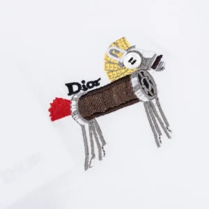Dior Women T-Shirt with Horse Embroidery Relaxed Fit White Cotton Jersey 683J624A0677