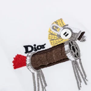 Dior Women T-Shirt with Horse Embroidery Relaxed Fit White Cotton Jersey 683J624A0677