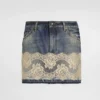 Dolce Gabbana D&G Women Denim Skirt with Lace-F4C6NDG8