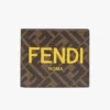 Fendi Men Bi-Fold Wallet In ROMA Logo FF Motif Fabric Brown