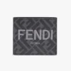 Fendi Men Bi-Fold Wallet In ROMA Logo FF Motif Fabric Gray