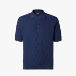 Fendi Men Dark Blue Cotton Tricot Polo Shirt FZC162AU