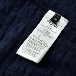 Fendi Men Dark Blue Cotton Tricot Polo Shirt FZC162AU
