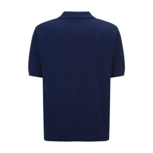Fendi Men Dark Blue Cotton Tricot Polo Shirt FZC162AU
