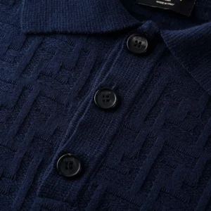 Fendi Men Dark Blue Cotton Tricot Polo Shirt FZC162AU