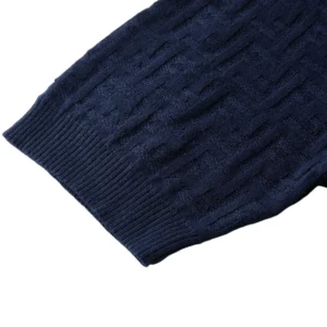 Fendi Men Dark Blue Cotton Tricot Polo Shirt FZC162AU