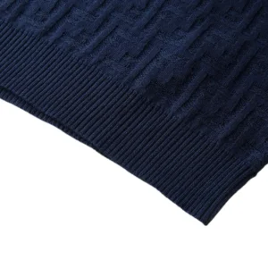 Fendi Men Dark Blue Cotton Tricot Polo Shirt FZC162AU