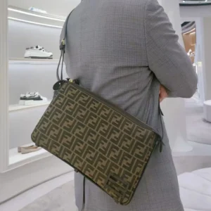 Fendi Men Simply FF Shoulder Bag with Fendi Baguette Motif