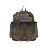 Fendi Men Strike Medium FF Jacquard Fabric Backpack-Brown