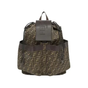 Fendi Men Strike Medium FF Jacquard Fabric Backpack-Brown