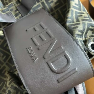 Fendi Men Strike Medium FF Jacquard Fabric Backpack-Brown
