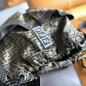 Fendi Men Strike Medium FF Jacquard Fabric Backpack-Brown