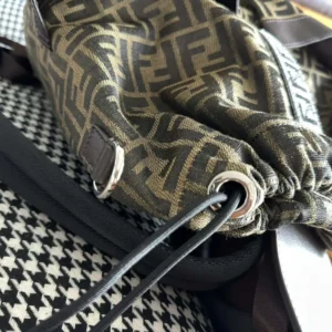 Fendi Men Strike Medium FF Jacquard Fabric Backpack-Brown