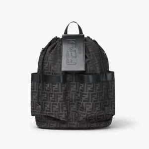 Fendi Men Strike Medium FF Jacquard Fabric Backpack-Gray