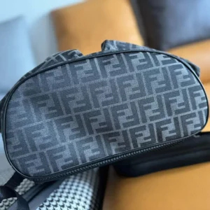 Fendi Men Strike Medium FF Jacquard Fabric Backpack-Gray