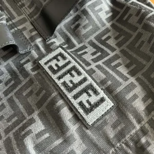 Fendi Men Strike Medium FF Jacquard Fabric Backpack-Gray