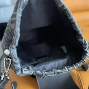 Fendi Men Strike Medium FF Jacquard Fabric Backpack-Gray