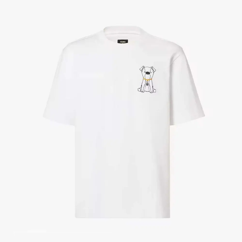 Fendi Men White Cotton T-shirt FY0936AW0NF0QA0