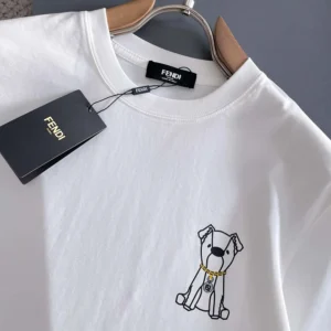 Fendi Men White Cotton T-shirt FY0936AW0NF0QA0