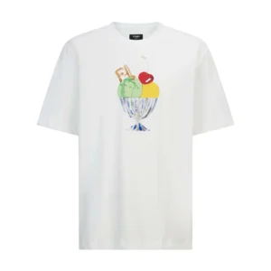 Fendi Men White Cotton T-shirt FY0936B05MF0H0G