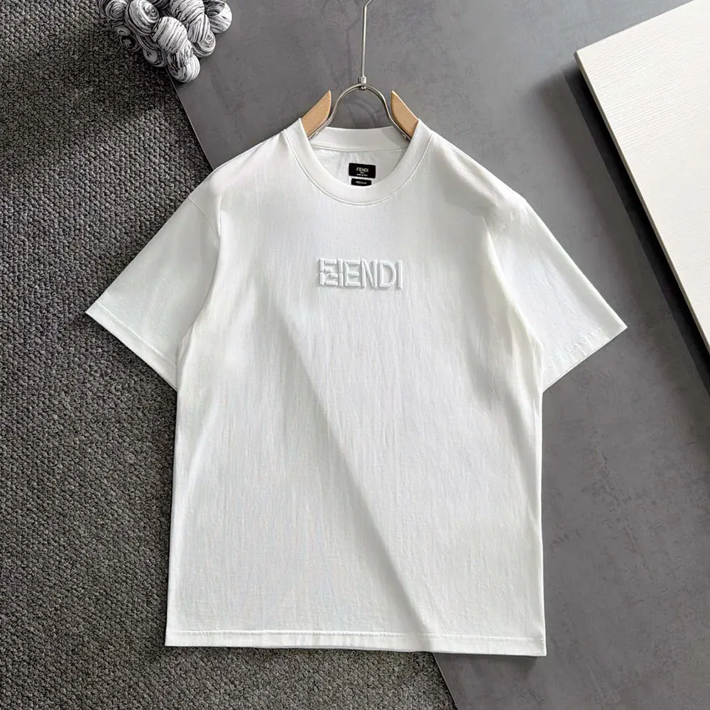 Fendi Men White Cotton T-shirt FY1319AY0GF0QA0