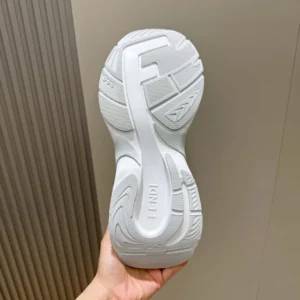 Fendi Unisex F-Light Sneakers White Leather and Mesh Running Shoes