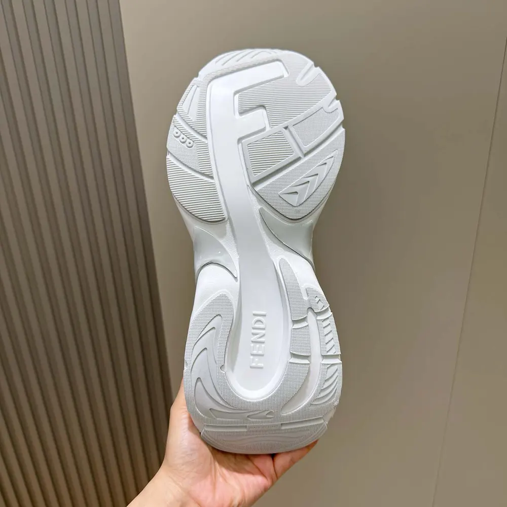 Fendi Unisex F-Light Sneakers White Leather and Mesh Running Shoes 10 Fendi Unisex F-Light Sneakers White Leather and Mesh Running Shoes