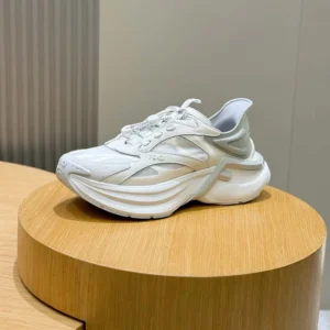 Fendi Unisex F-Light Sneakers White Leather and Mesh Running Shoes