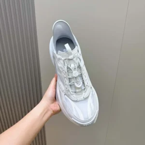 Fendi Unisex F-Light Sneakers White Leather and Mesh Running Shoes