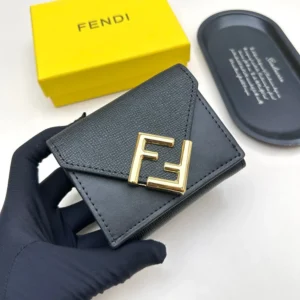 Fendi Unisex FF Diamonds Wallet Black Leather Wallet 8M0480ALV4F0KUR
