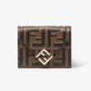 Fendi Unisex FF Diamonds Wallet Brown and Black FF Leather Wallet 8M0480AD