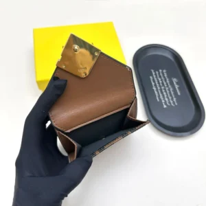 Fendi Unisex FF Diamonds Wallet Brown and Black FF Leather Wallet 8M0480AD