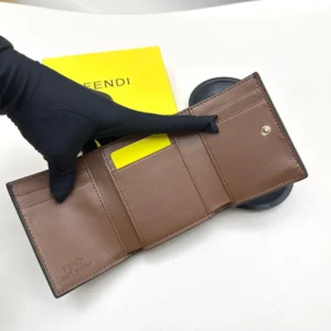 Fendi Unisex FF Diamonds Wallet Brown and Black FF Leather Wallet 8M0480AD