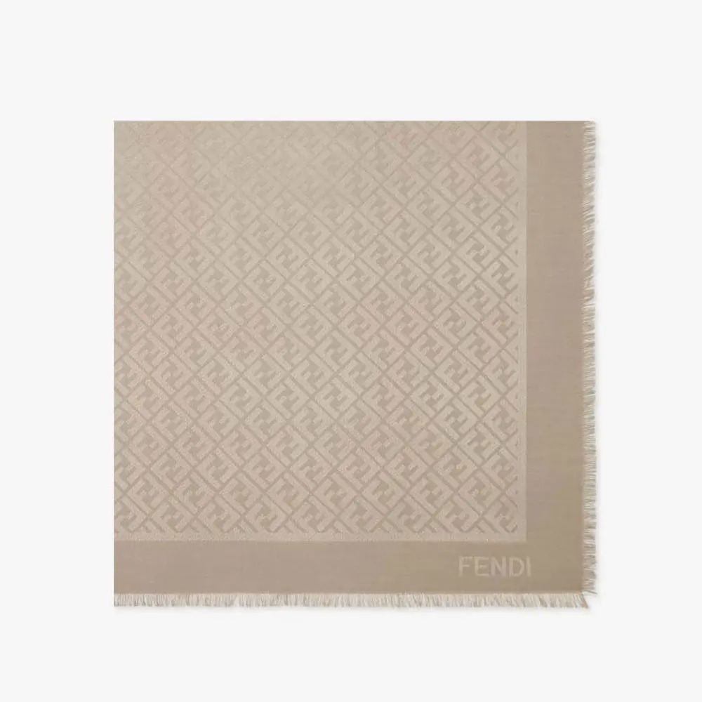 Fendi Unisex FF Shawl Dove Gray Silk and Wool Shawl FXT069AJW7F1N3T