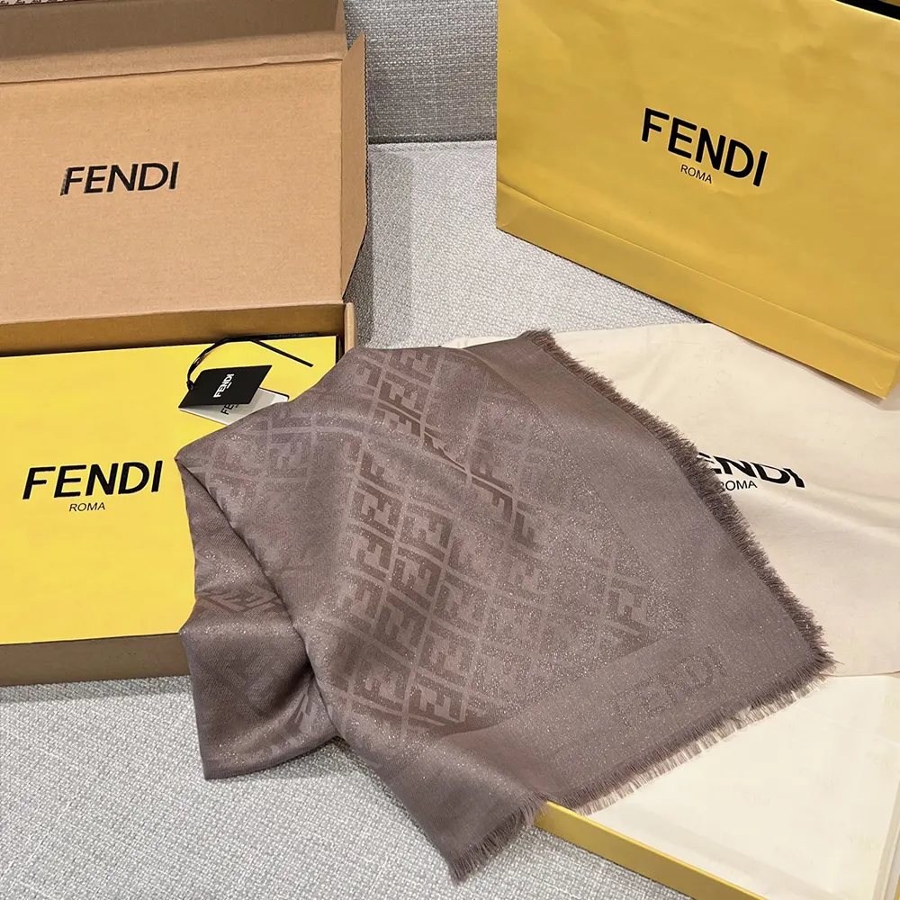 Fendi Unisex FF Shawl Dove Gray Silk and Wool Shawl FXT069AJW7F1N3T 3 Fendi Unisex FF Shawl Dove Gray Silk and Wool Shawl FXT069AJW7F1N3T
