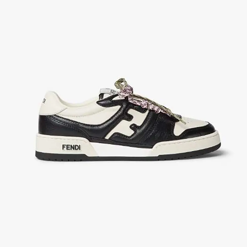 Fendi Unisex Match Black and White Leather Low-tops 8E8943AY