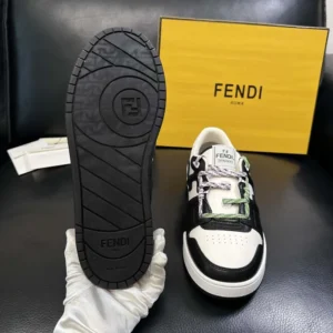 Fendi Unisex Match Black and White Leather Low-tops 8E8943AY