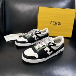 Fendi Unisex Match Black and White Leather Low-tops 8E8943AY