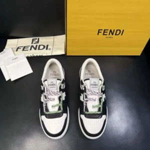 Fendi Unisex Match Black and White Leather Low-tops 8E8943AY